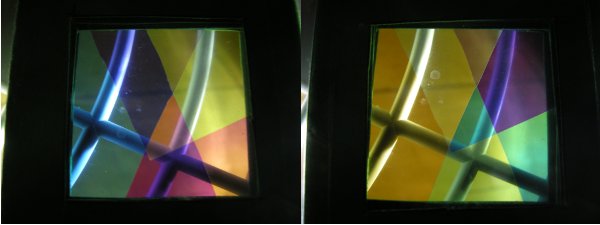 Foto: Spannungsdoppelbrechung in verschieden dicken Folienschichten