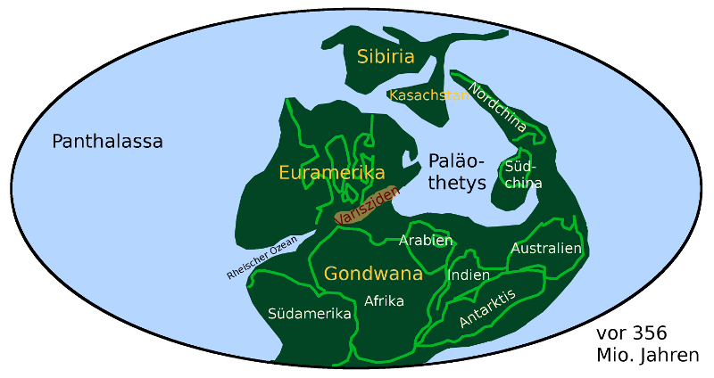 Grafik: Verteilung der Kontinente im Karbon